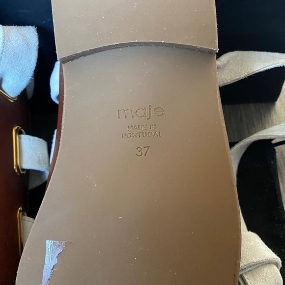 Maje Marron Velvet Lace Up Sandals In Brown Size EU 37 - Picture 13 of 14